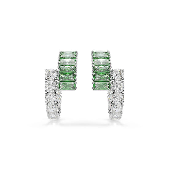 Orecchini cerchio Swarovski rodiato cristalli bianchi e verdi MISURA UNICA
