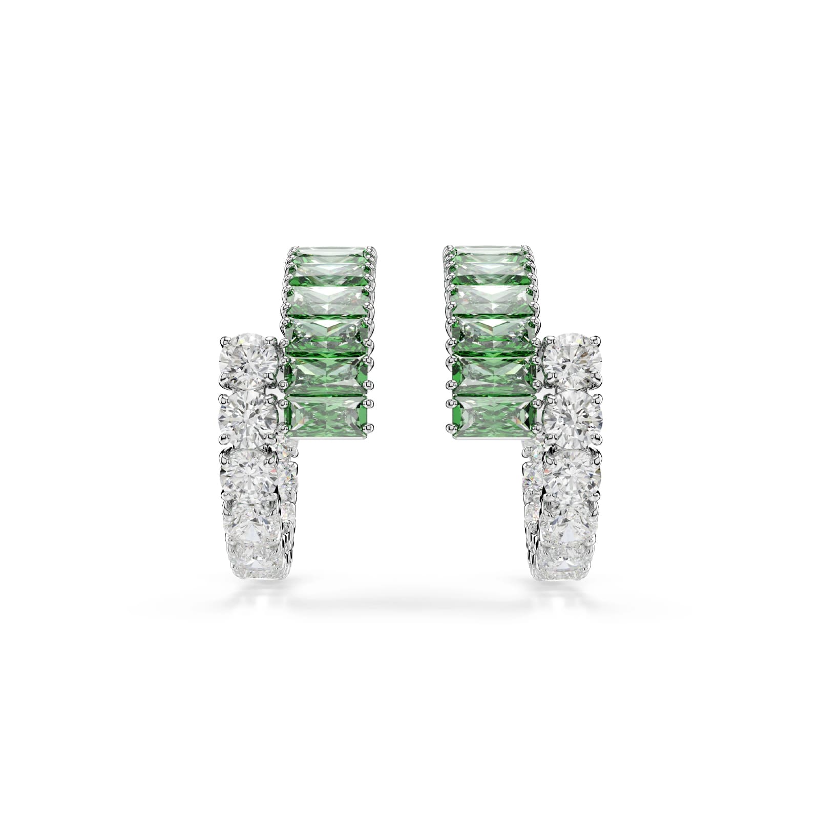 Orecchini cerchio Swarovski rodiato cristalli bianchi e verdi MISURA UNICA