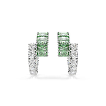 Orecchini cerchio Swarovski rodiato cristalli bianchi e verdi MISURA UNICA