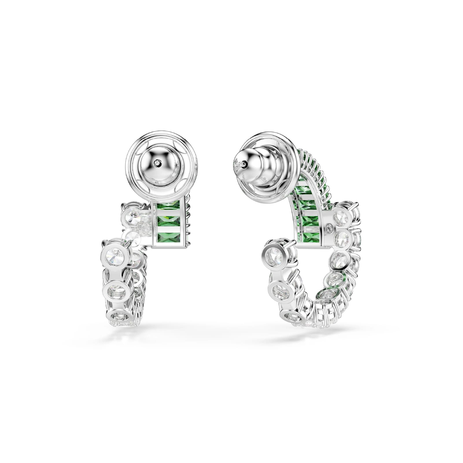 Orecchini cerchio Swarovski rodiato cristalli bianchi e verdi MISURA UNICA