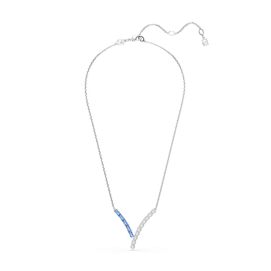Collana donna Swarovski rodiato con cristalli bianchi e blu MISURA UNICA