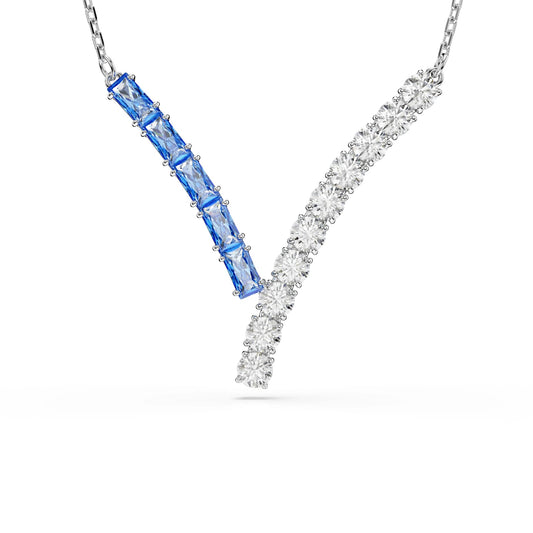 Collana donna Swarovski rodiato con cristalli bianchi e blu MISURA UNICA