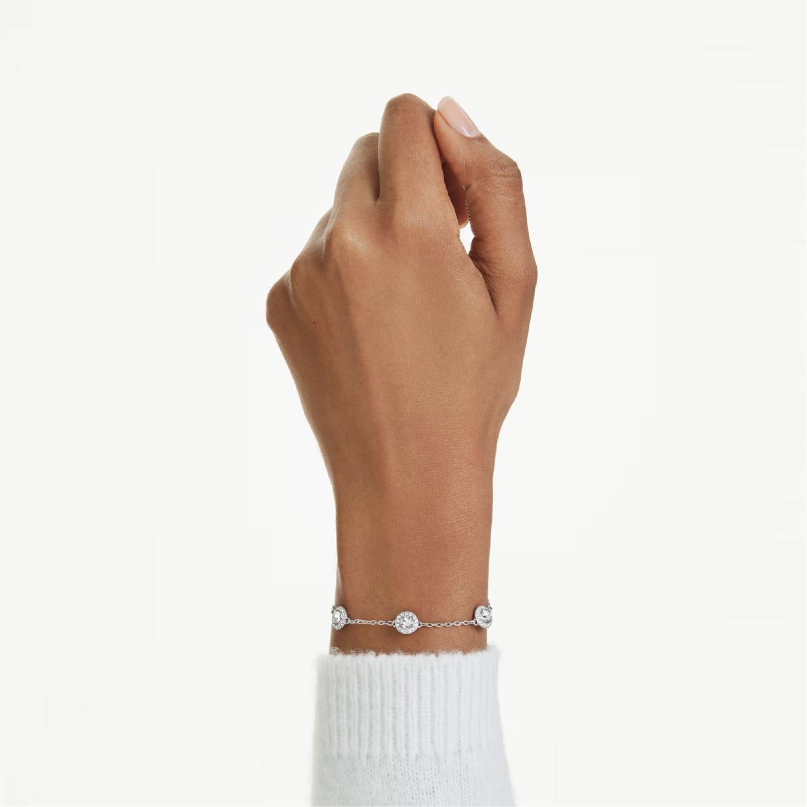 Bracciale catena Swarovski rodiato con cristalli bianchi REGOLABILE
