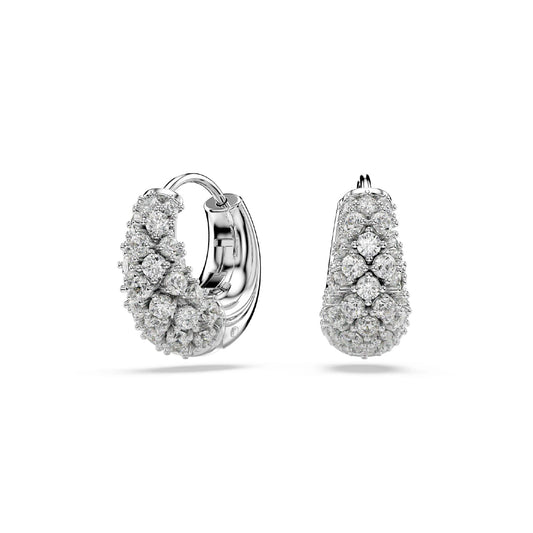 Orecchini a cerchio Swarovski rodiato con cristalli bianchi MISURA UNICA