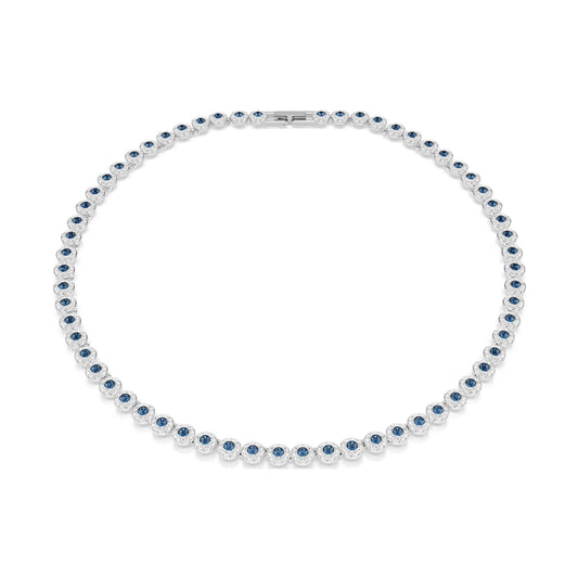Collana tennis Swarovski rodiato con cristalli bianchi e blu MISURA UNICA