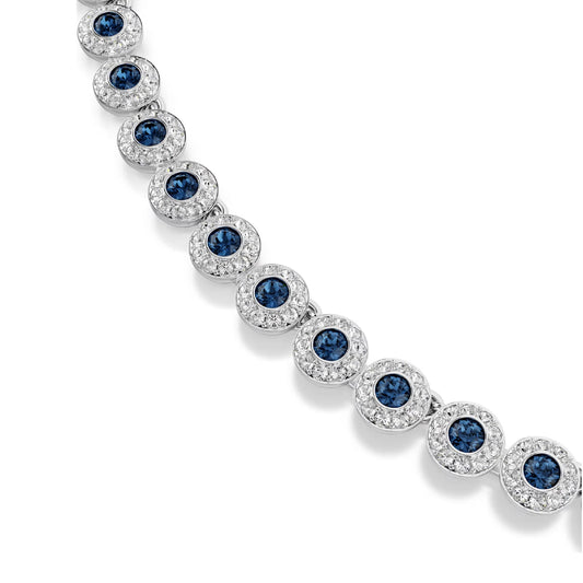 Collana tennis Swarovski rodiato con cristalli bianchi e blu MISURA UNICA