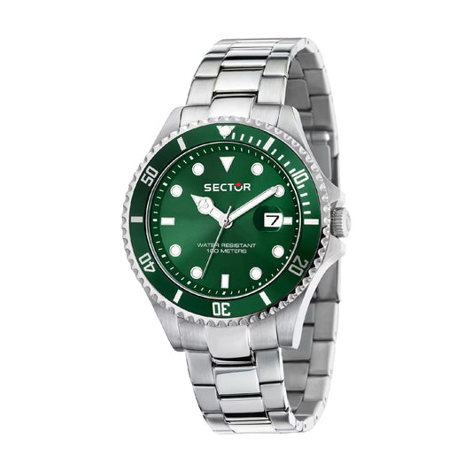 Orologio Sector solo tempo in acciaio quadrante verde MISURA UNICA