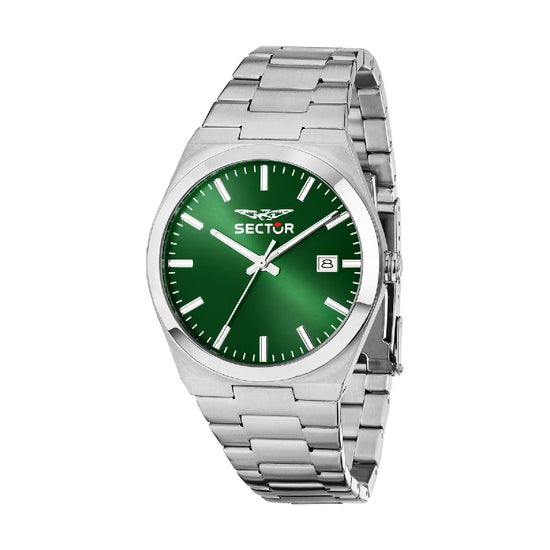 Orologio solo tempo Sector in acciaio quadrante verde MISURA UNICA