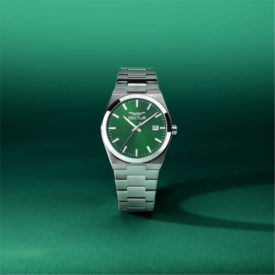 Orologio solo tempo Sector in acciaio quadrante verde MISURA UNICA
