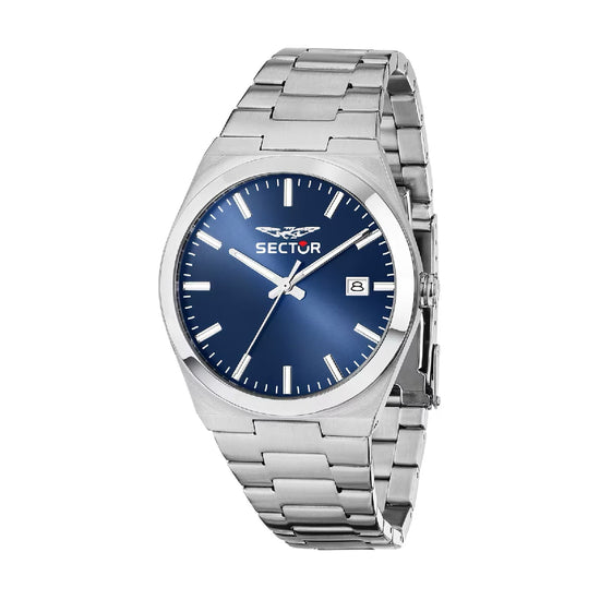 Orologio solo tempo Sector in acciaio quadrante blu MISURA UNICA