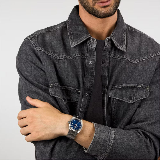 Orologio solo tempo Sector in acciaio quadrante blu MISURA UNICA