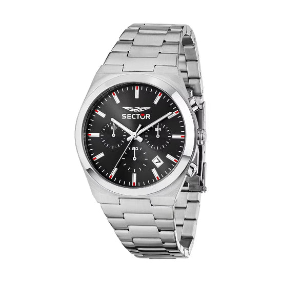 Orologio cronografo Sector in acciaio quadrante nero MISURA UNICA