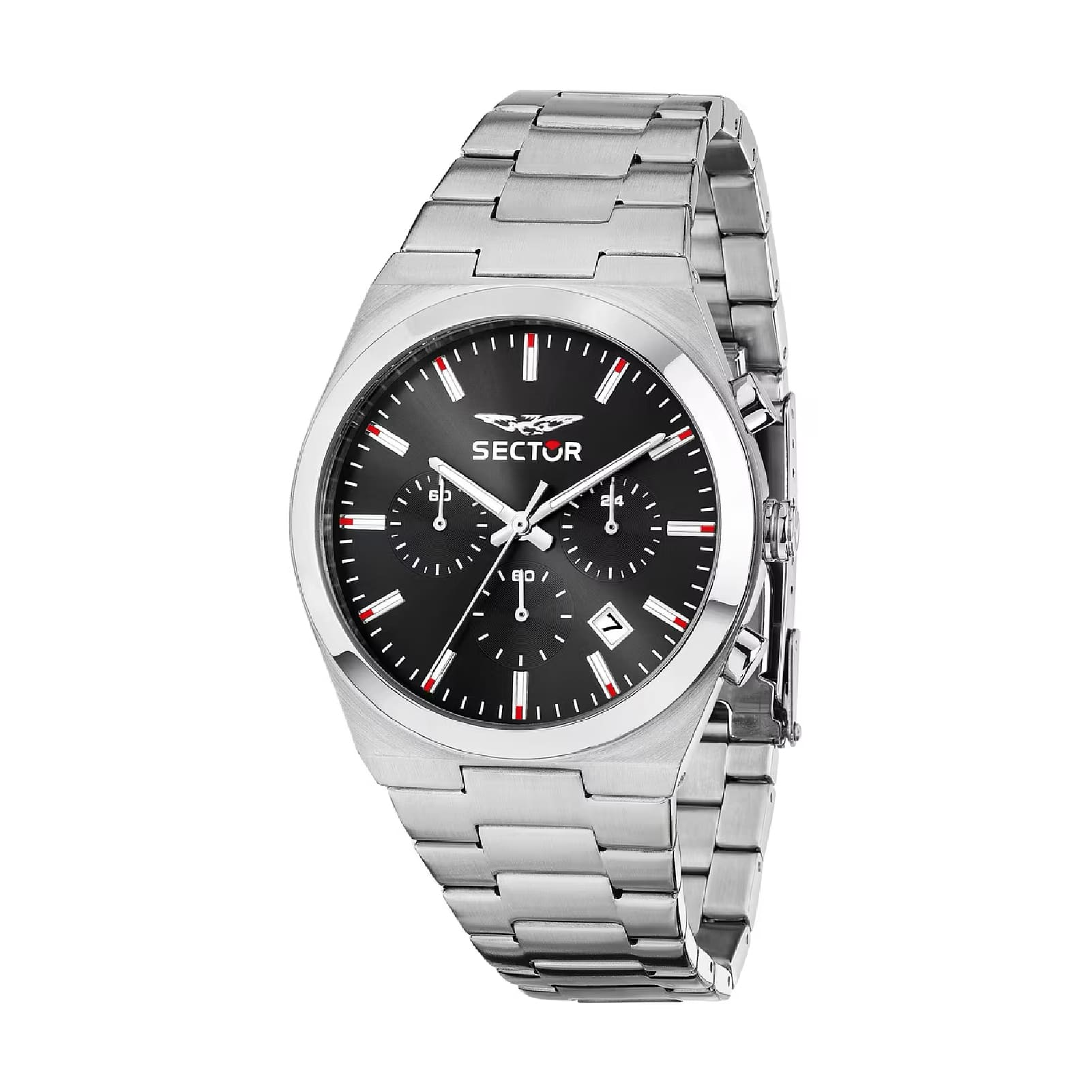 Orologio cronografo Sector in acciaio quadrante nero MISURA UNICA