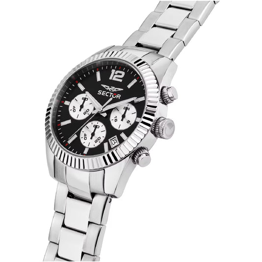 Orologio cronografo uomo Sector in acciaio quadrante nero