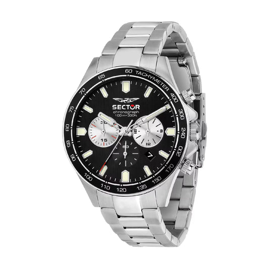 Orologio cronografo uomo Sector acciaio e quadrante nero