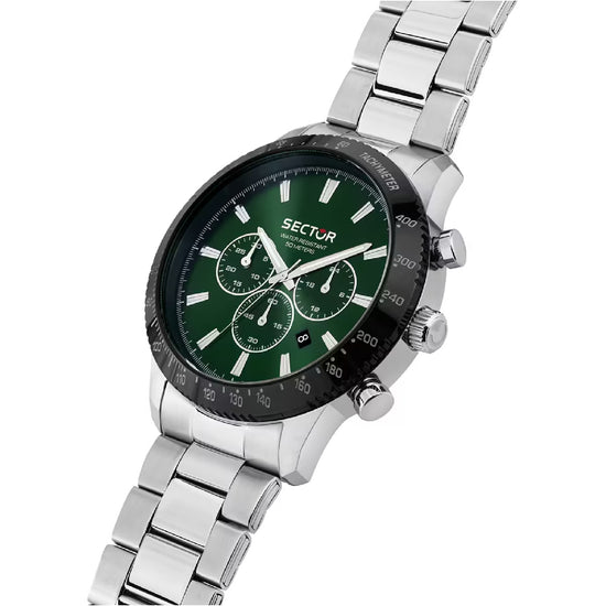 Orologio cronografo uomo Sector acciaio e quadrante verde