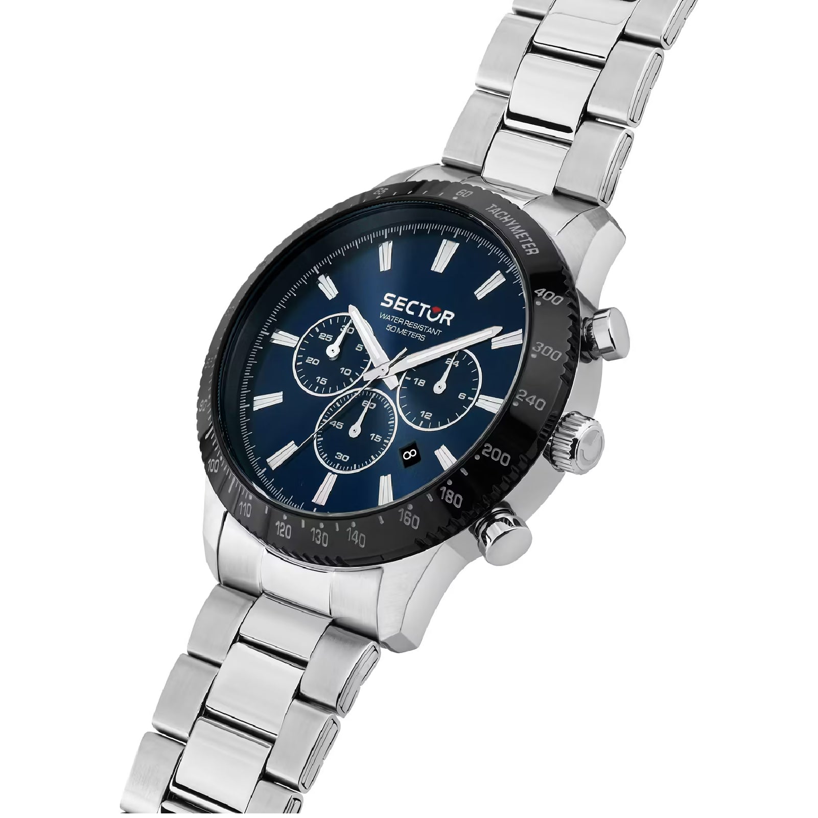 Orologio cronografo uomo Sector acciaio con quadrante blu