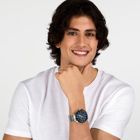 Orologio cronografo uomo Sector acciaio con quadrante blu