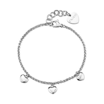 Bracciale donna S'agapõ in acciaio con cuori pendenti 18,5 cm