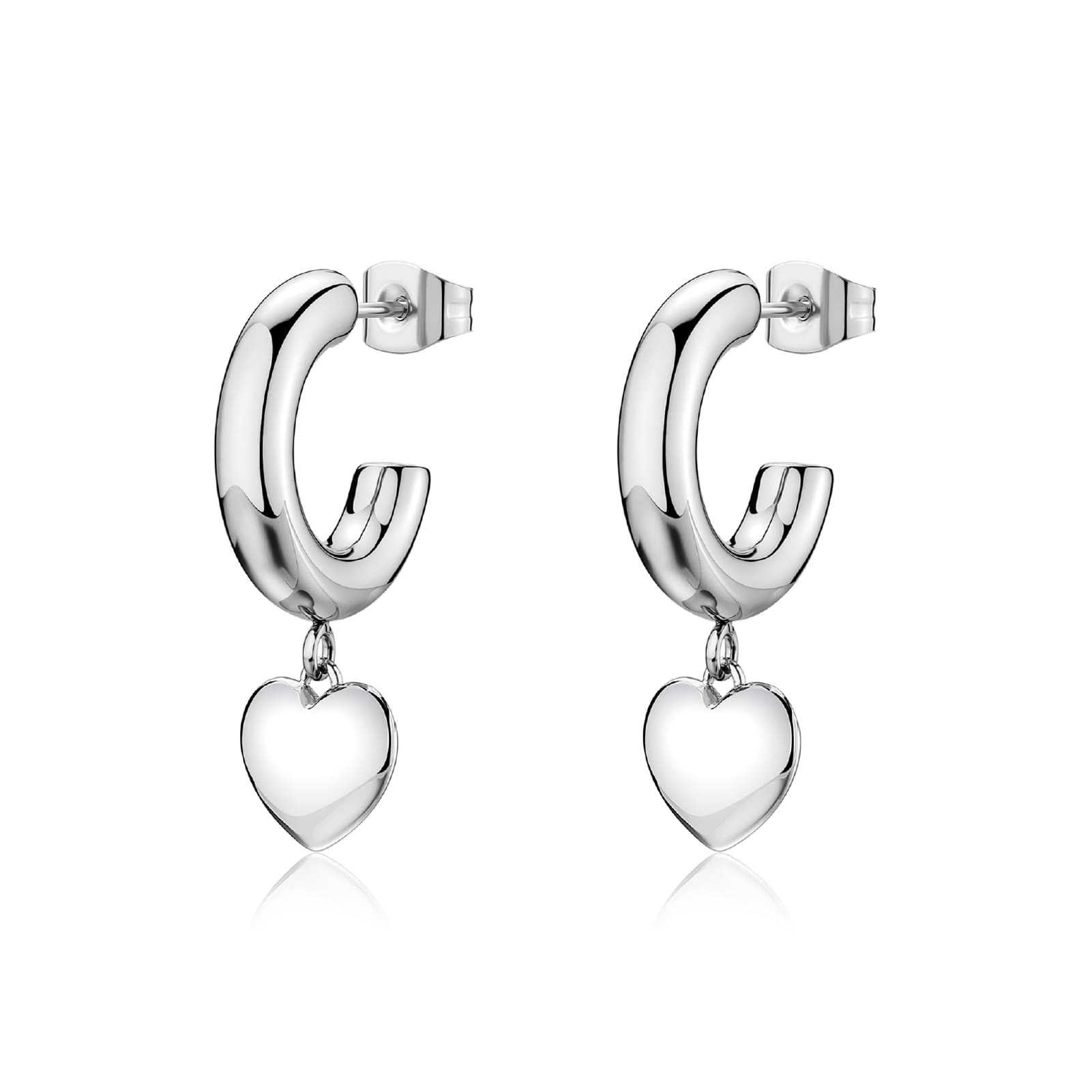 Orecchini cerchio S'agapõ in acciaio con cuore pendente MISURA UNICA