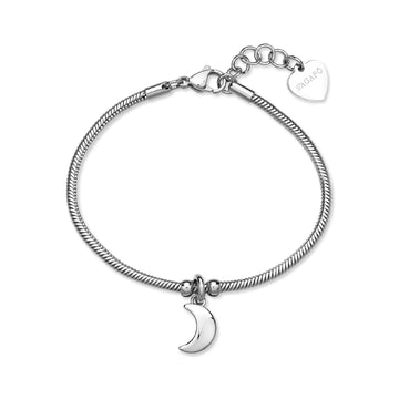 Bracciale donna S'agapõ in acciaio con luna pendente 18,5 cm