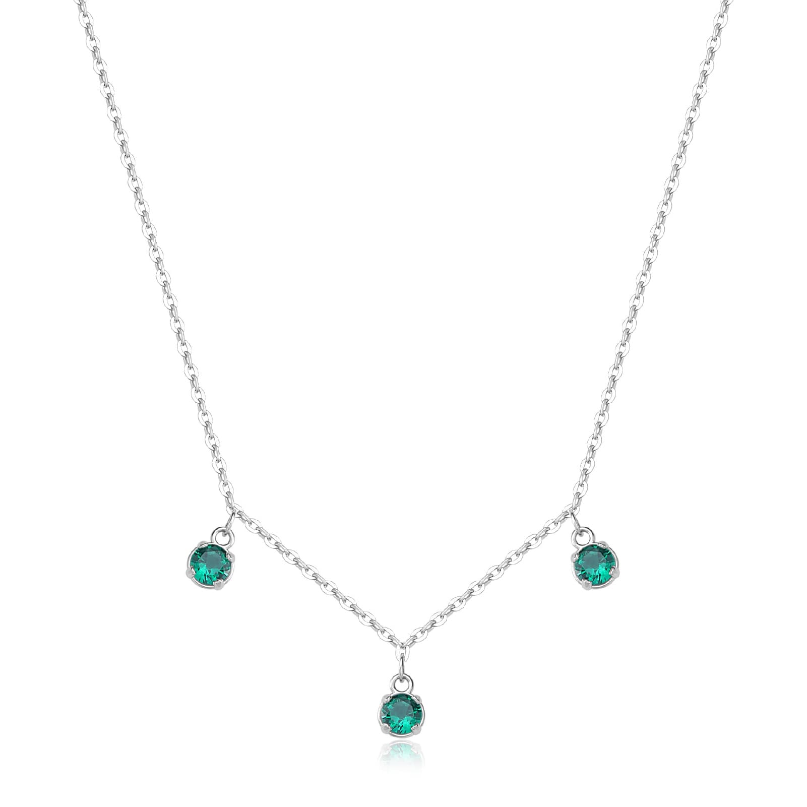 Collana S'agapõ acciaio con tre cristalli verdi pendenti MISURA UNICA