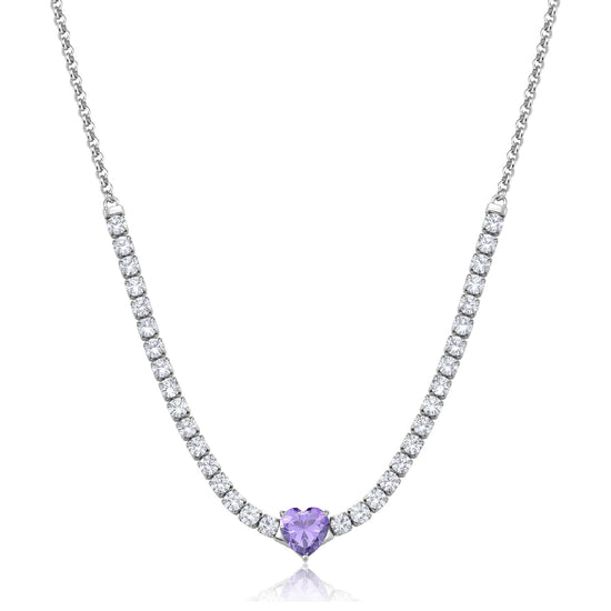 Collana tennis S'agapõ donna in acciaio con cuore viola MISURA UNICA