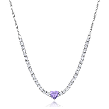 Collana tennis S'agapõ donna in acciaio con cuore viola MISURA UNICA