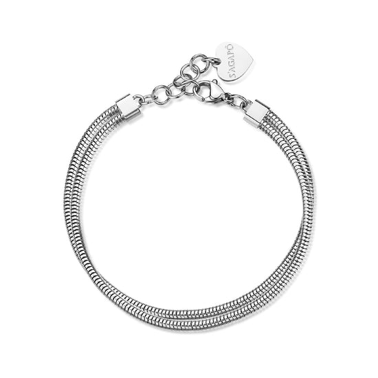 Bracciale catena multifilo spessa S'agapõ in acciaio 18,5 cm