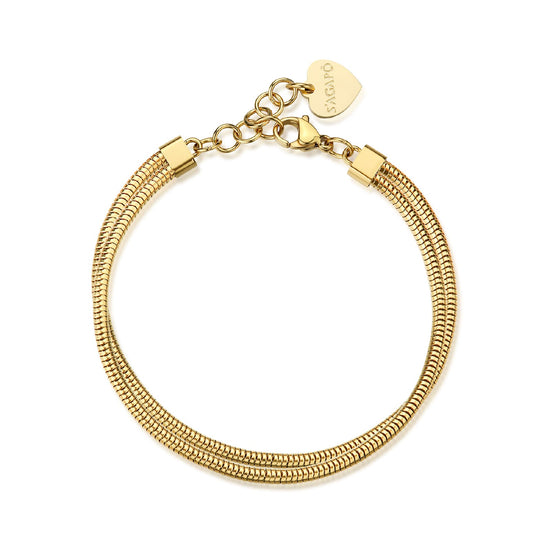 Bracciale catena multifilo spessa S'agapõ in acciaio oro 18,5 cm