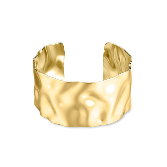 Bracciale S'agapõ acciaio oro con lavorazione martellata diametro 6,3 cm