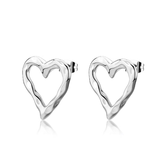 Orecchini grandi S'agapõ in acciaio a forma di cuore MISURA UNICA