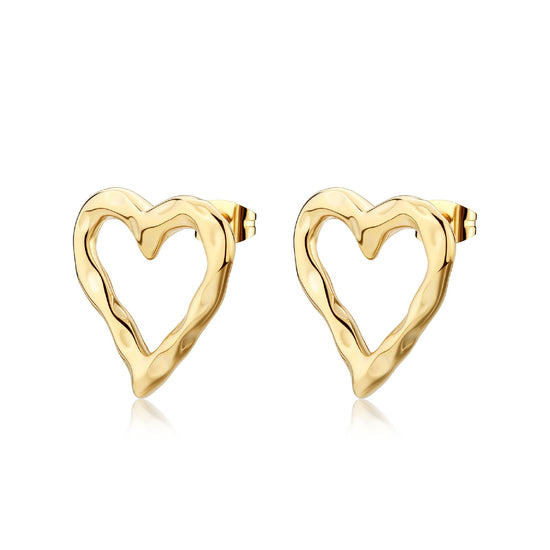 Orecchini grandi S'agapõ in acciaio oro a forma di cuore MISURA UNICA