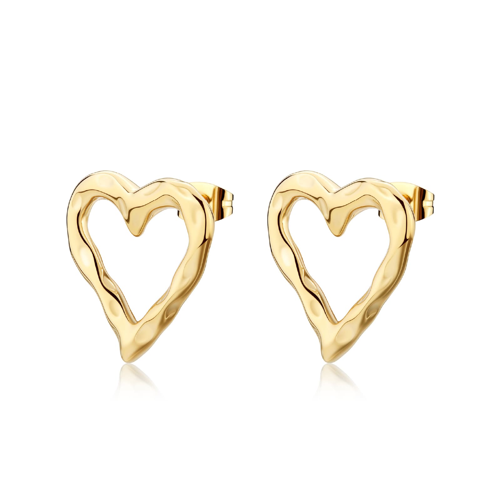 Orecchini grandi S'agapõ in acciaio oro a forma di cuore MISURA UNICA