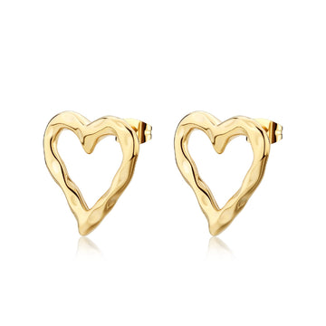 Orecchini grandi S'agapõ in acciaio oro a forma di cuore MISURA UNICA