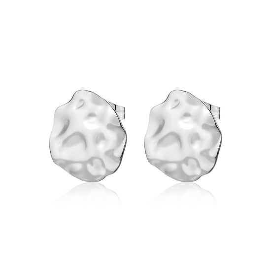 Orecchini a lobo tondi S'agapõ in acciaio martellato MISURA UNICA