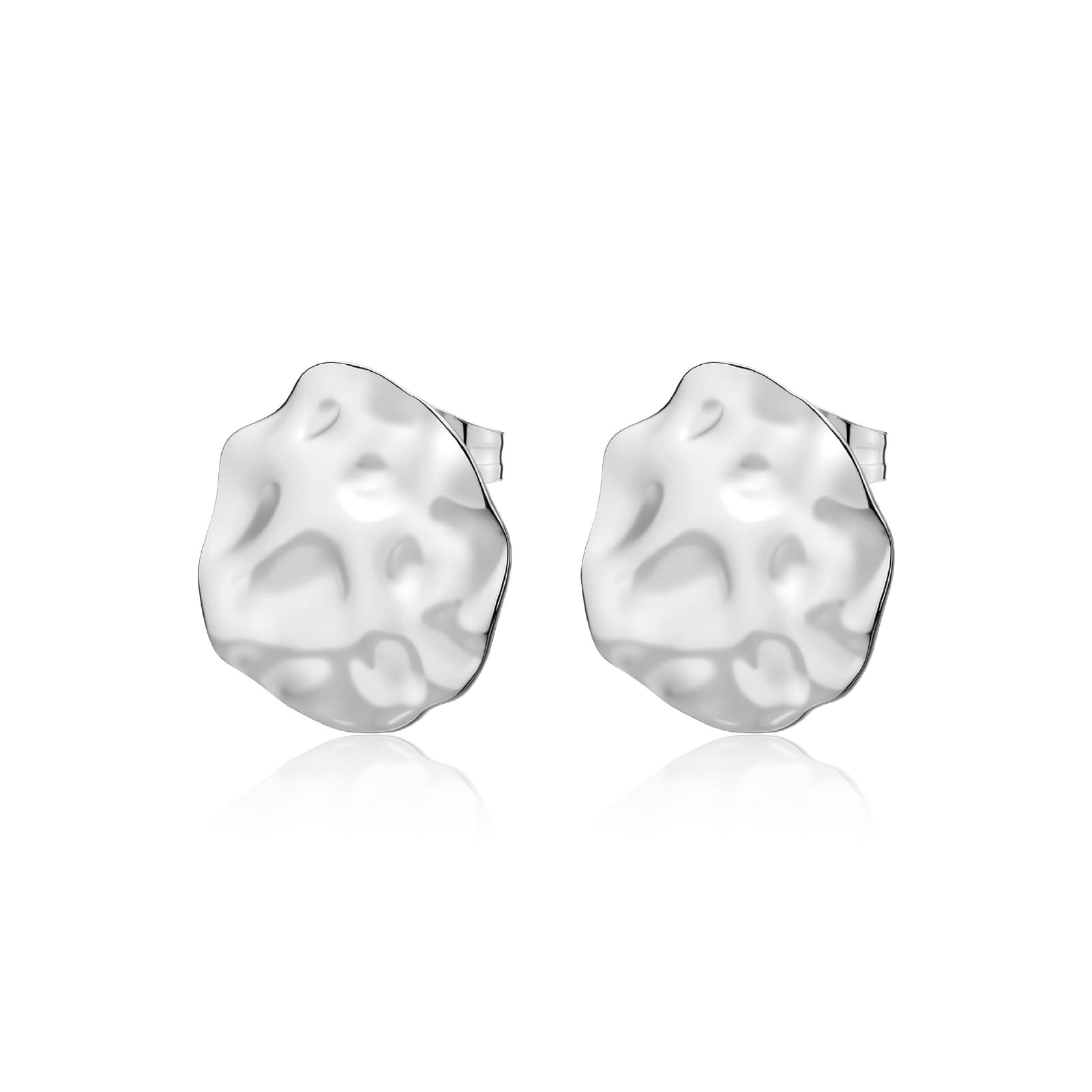 Orecchini a lobo tondi S'agapõ in acciaio martellato MISURA UNICA