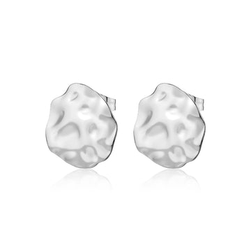 Orecchini a lobo tondi S'agapõ in acciaio martellato MISURA UNICA