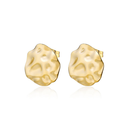 Orecchini a lobo tondi S'agapõ in acciaio oro martellato MISURA UNICA