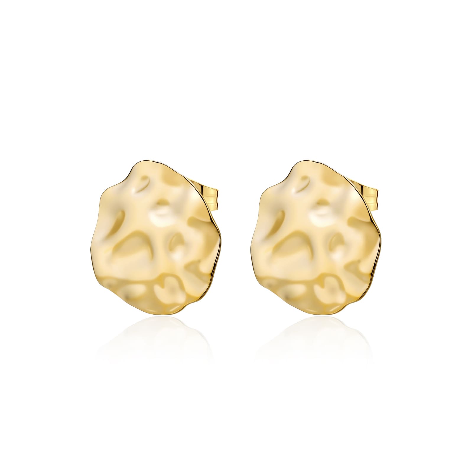 Orecchini a lobo tondi S'agapõ in acciaio oro martellato MISURA UNICA