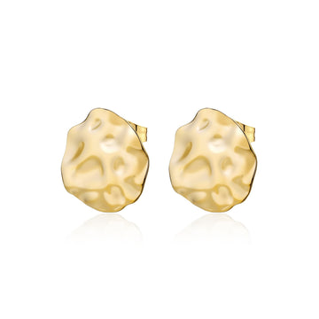 Orecchini a lobo tondi S'agapõ in acciaio oro martellato MISURA UNICA