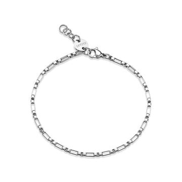 Bracciale catena S'agapõ in acciaio maglie rettangolari 21 cm