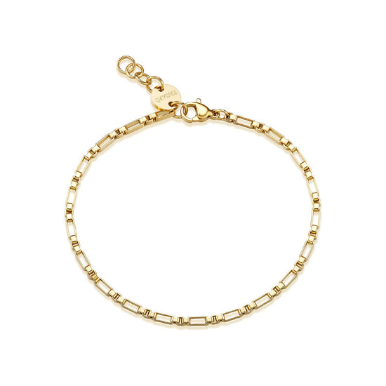 Bracciale S'agapõ in acciaio dorato maglie rettangolari 21 cm