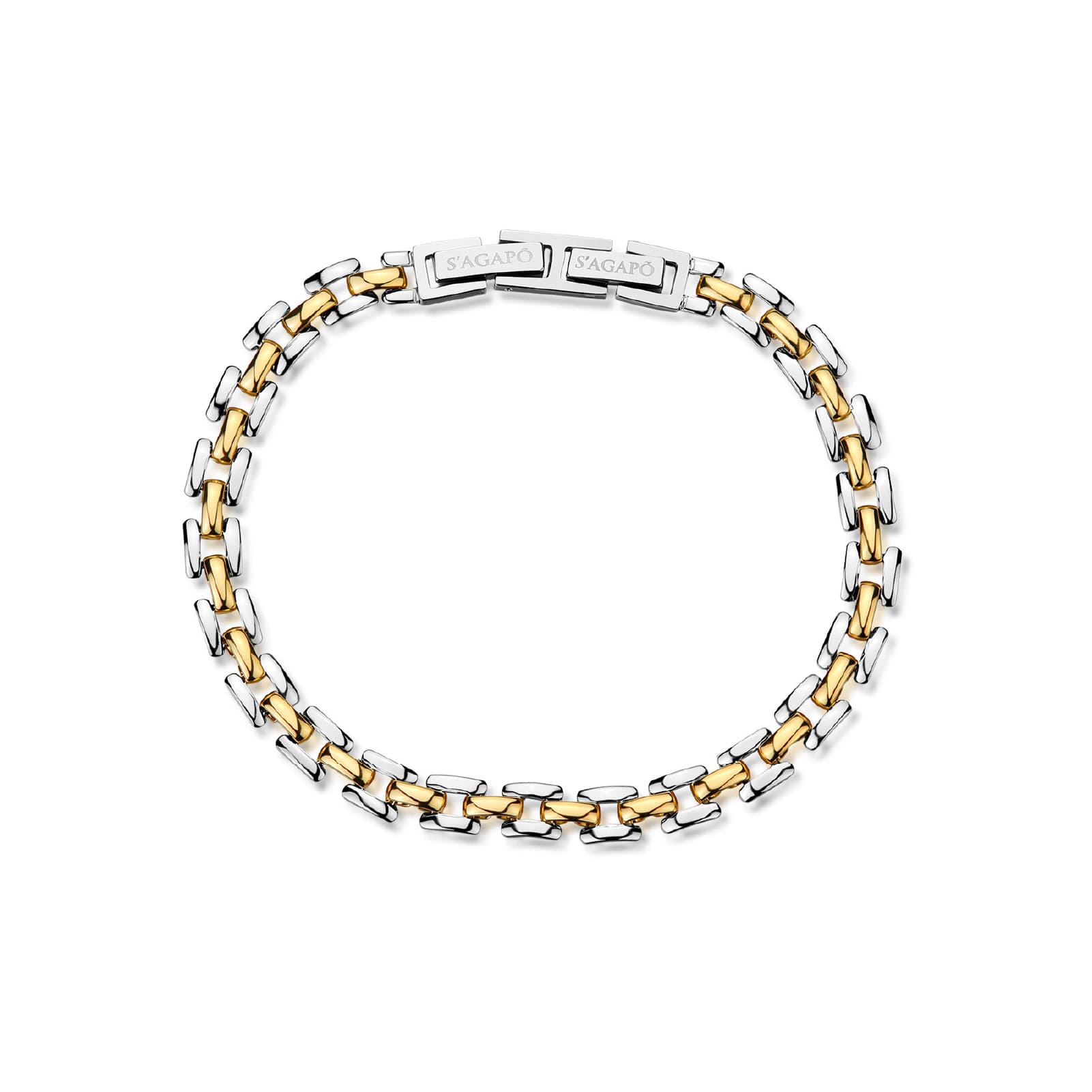 Bracciale catena S'agapõ in acciaio bicolor maglie spesse 21 cm