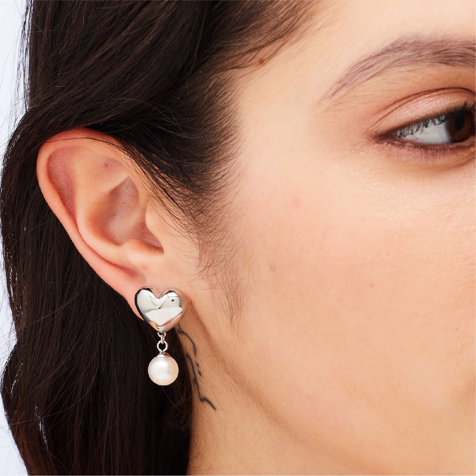 Orecchini pendenti da donna S'agapõ acciaio con perle e cuore MISURA UNICA