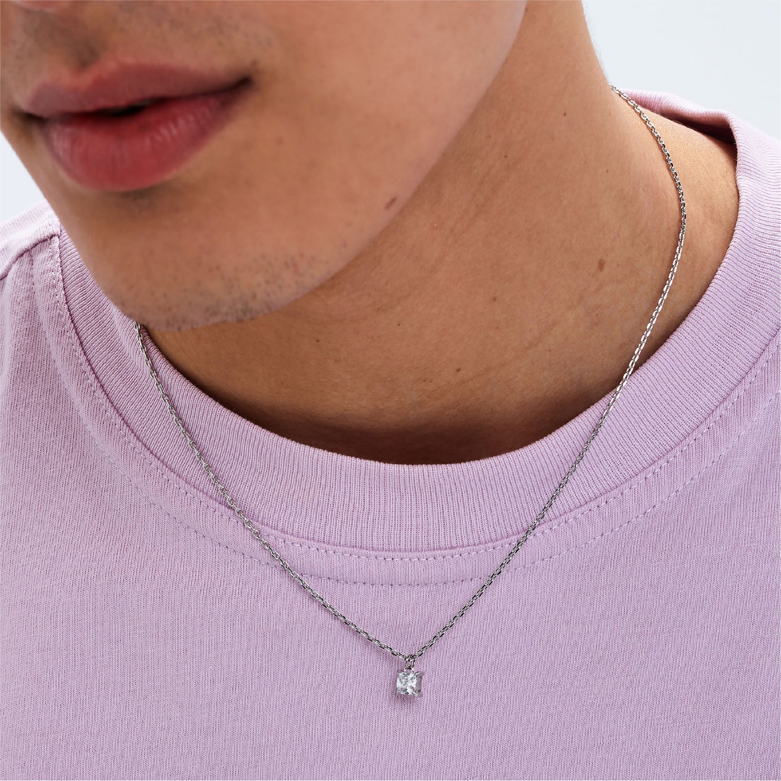 Collana girocollo uomo S'agapõ acciaio punto luce di zircone MISURA UNICA