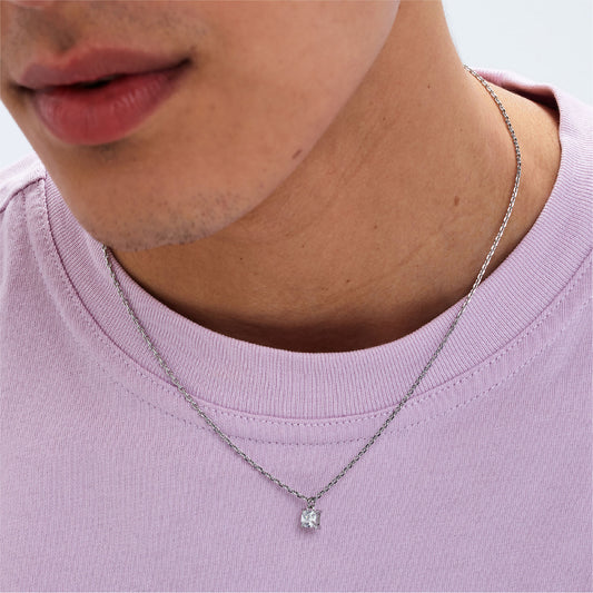 Collana girocollo uomo S'agapõ acciaio punto luce di zircone MISURA UNICA