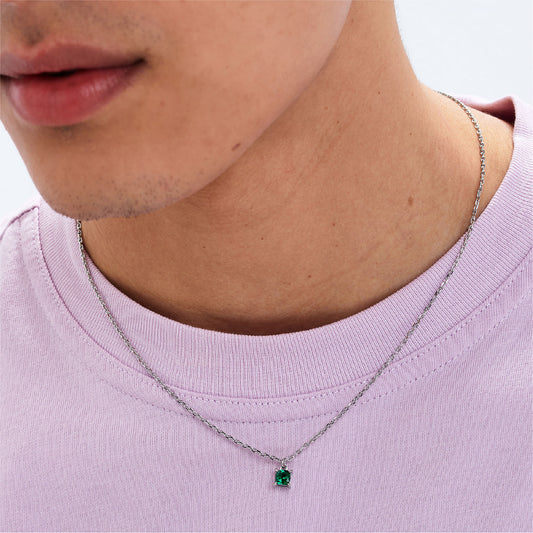 Collana girocollo S'agapõ acciaio punto luce di zircone verde MISURA UNICA