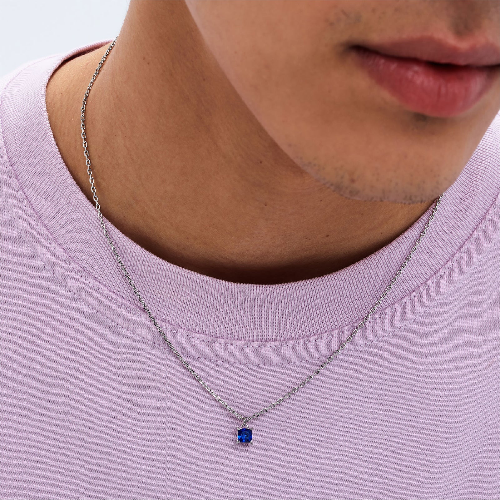 Collana girocollo S'agapõ acciaio punto luce di zircone blu MISURA UNICA