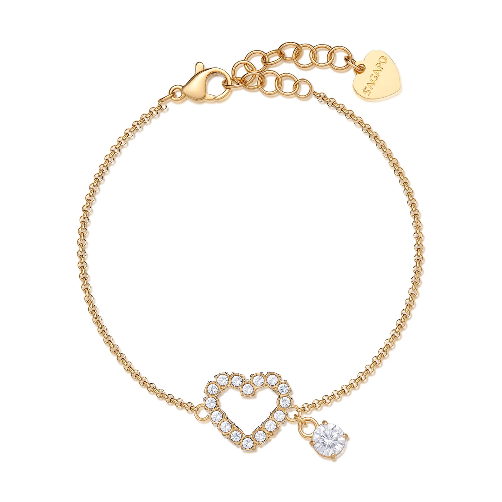 SAGA GIOIELLI® Bracciale E Collana In Acciaio Con Cuore I Love You - San Valentino